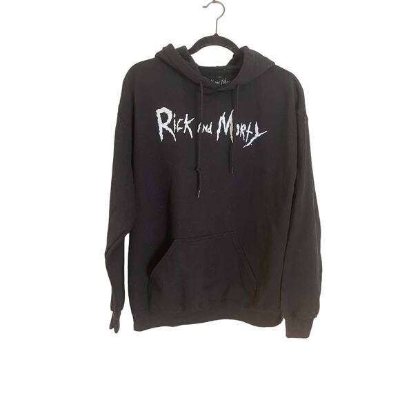 Rick and Morty Black Graphic Hoodie Sweatshirt Pullover ~Adult Swim SIZE M - Picture 2 of 6
